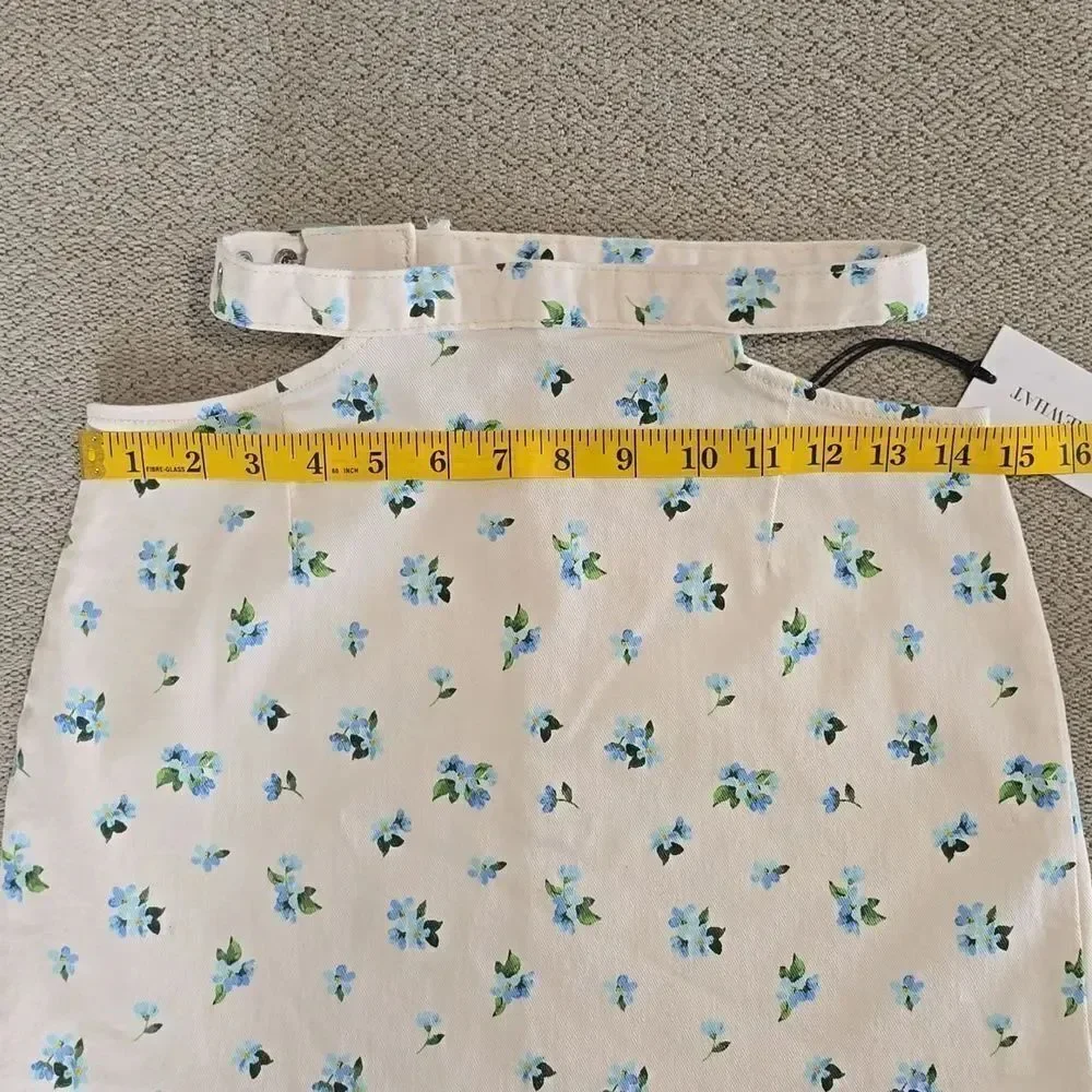 Weworewhat Denim Cut Out Floral Skirt - Size XS